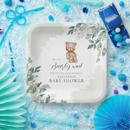 Eukalyptus-Blätter und Bärendusche Pappteller (Party)