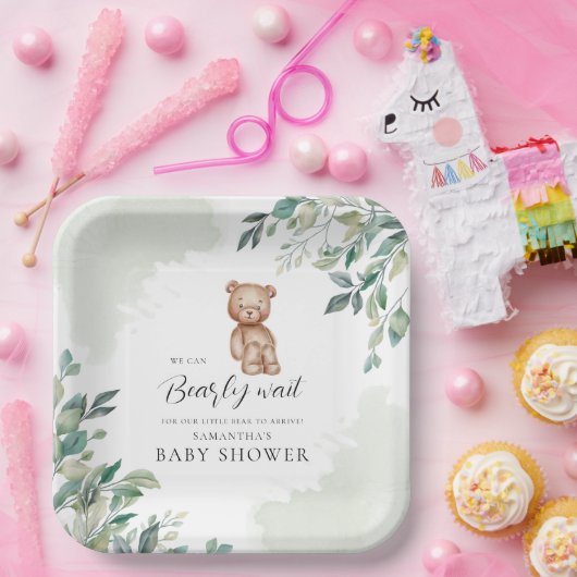 Eukalyptus-Blätter und Bärendusche Pappteller (Party)