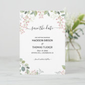 Eukalyptus-Blätter und -Blume Einladung (Stehend Vorderseite)