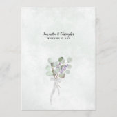 Eukalyptus-Blätter und Lavendelhochzeit Menükarte (Rückseite)