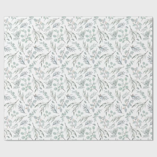 Eukalyptus-Blätter Wasserfarbe Botanische Blätter Geschenkpapier (Flach)