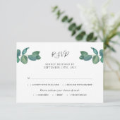 Eukalyptus Blätter Watercolor Wedding RSVP Karte (Stehend Vorderseite)