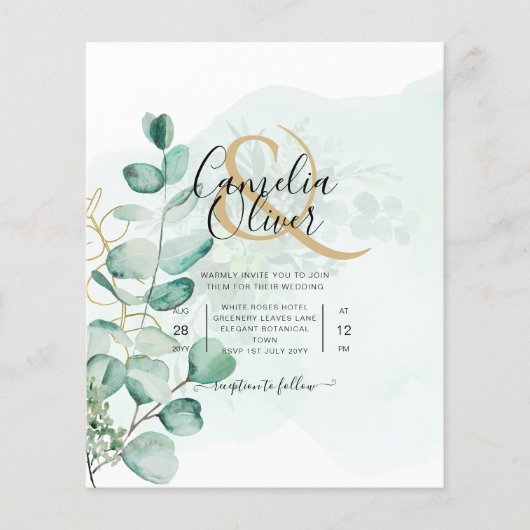 Eukalyptus Blätter Wedding Greenery QR CODE Modern Flyer (Vorne)