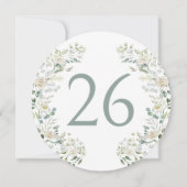 Eukalyptus Blätter Weiße Blume Blüte Tischnummer (Rückseite)