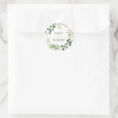 Eukalyptus Blätter Wreath Gold Accents Runder Aufkleber (Tasche)