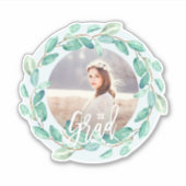 Eukalyptus-Blätter zum Foto und zum Jahr des blaue Aufkleber (Vorderseite)