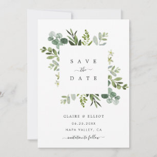Eukalyptus-Blattwerk Quadratischer Rahmen Save-the Save The Date
