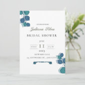 Eukalyptus-blaue Blätter elegant rustikal Einladung (Stehend Vorderseite)