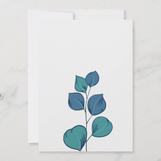 Eukalyptus-blaue Blätter elegant rustikal Einladung (Rückseite)