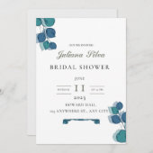 Eukalyptus-blaue Blätter elegant rustikal Einladung (Vorne/Hinten)