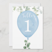 Eukalyptus-blauer Ballon 5"x7"-Tischnummern Einladung (Vorderseite)