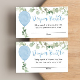 Eukalyptus blauer Ballon Babydusche-Windeln Tombol Begleitkarte