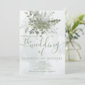 Eukalyptus-Blaues, chic-blaues Aquarell Einladung (Stehend Vorderseite)