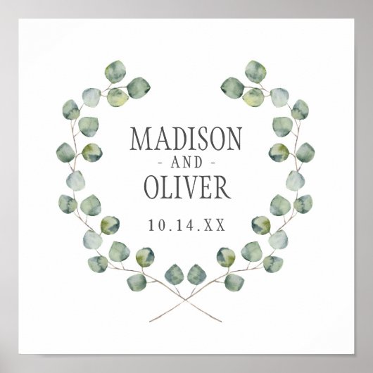 Eukalyptus-Bleirahmen | Hochzeit Poster (Vorne)