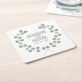 Eukalyptus-Bleirahmen | Hochzeit Rechteckiger Pappuntersetzer (angewinkelt)