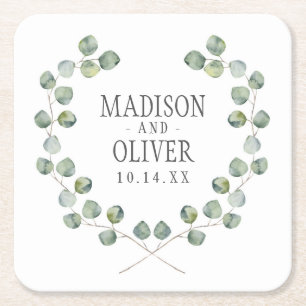 Eukalyptus-Bleirahmen   Hochzeit Rechteckiger Pappuntersetzer