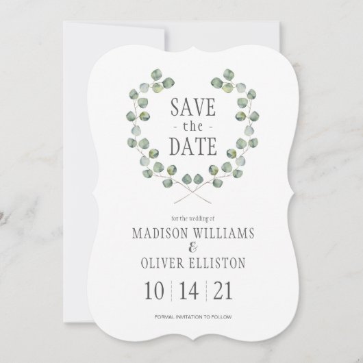 Eukalyptus-Bleirahmen | SAVE THE DATE (Vorderseite)
