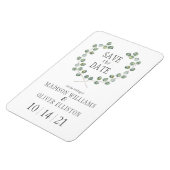 Eukalyptus-Bleirahmen | SAVE THE DATE Magnet (Linke Seite)