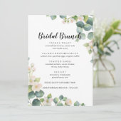 Eukalyptus Bloom Boho Bridal Brunch Menü Menükarte (Stehend Vorderseite)