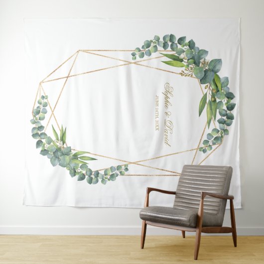 Eukalyptus Bloom Gold Frame Wedding Prop Wandteppich (Beispiel (Horizontal))