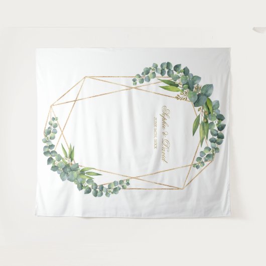 Eukalyptus Bloom Gold Frame Wedding Prop Wandteppich (Vorderseite (Horizontal))