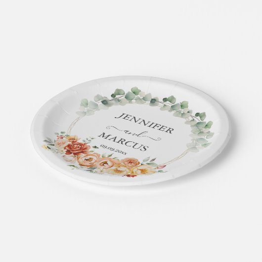 Eukalyptus & Blooms Elegance Paper Plate Pappteller (Schrägansicht)