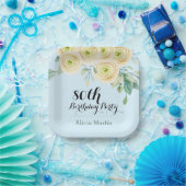 Eukalyptus Blue 80. Geburtstag Pappteller (Party)