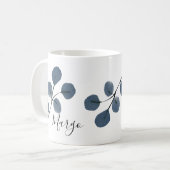 Eukalyptus Blue Botanical Hand bemalt Wasserfarbe Kaffeetasse (Vorderseite Links)