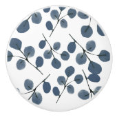 Eukalyptus Blue Botanical Hand bemalt Wasserfarbe Keramikknauf (Vorderseite)