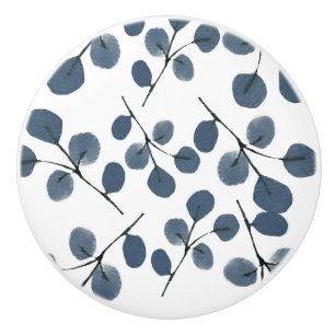 Eukalyptus Blue Botanical Hand bemalt Wasserfarbe Keramikknauf