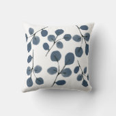 Eukalyptus Blue Botanical Hand bemalt Wasserfarbe Kissen (Rückseite)