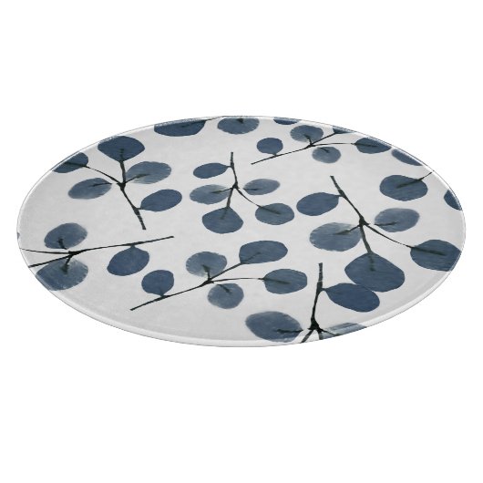 Eukalyptus Blue Botanical Hand bemalt Wasserfarbe Schneidebrett (Ecke)