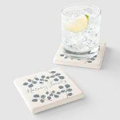 Eukalyptus Blue Botanical Hand bemalt Wasserfarbe Steinuntersetzer (Seitenansicht)