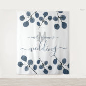 Eukalyptus Blue Botanischer Hochzeitstag Wandteppich (Vorderseite)