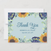 Eukalyptus Blue Floral Wedite Sunflowers Dankeskarte (Vorderseite)
