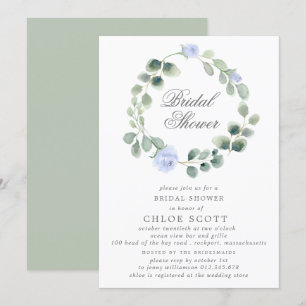 Eukalyptus Blue Floral Wreath Brautparty Einladung