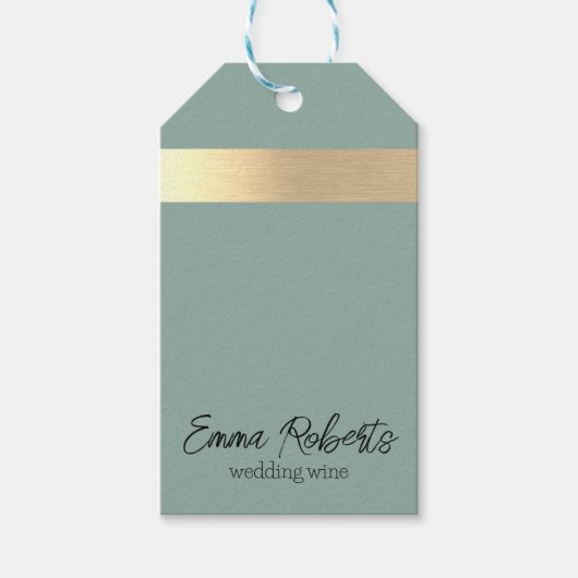 Eukalyptus Blue Gold Foil Rustikale Imitat Geschenkanhänger (Vorderseite)