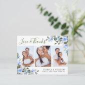 Eukalyptus Blue Rose Wedding 3 Foto Vielen Dank Postkarte (Stehend Vorderseite)