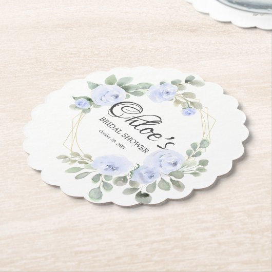 Eukalyptus Blue Rosen floral Brautparty Paper Untersetzer (angewinkelt)