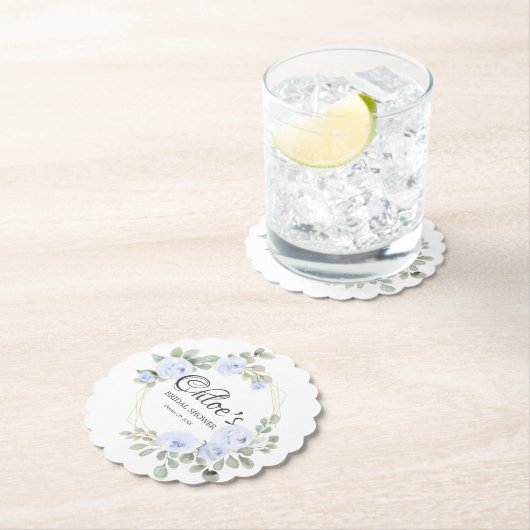 Eukalyptus Blue Rosen floral Brautparty Paper Untersetzer (Vor Ort)