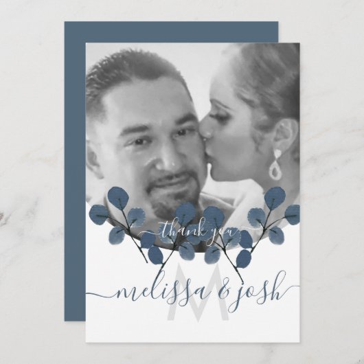 Eukalyptus Blue Vielen Dank für Ihre Hochzeitkarte Einladung (Vorne/Hinten)