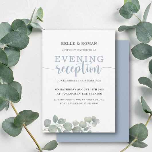 Eukalyptus Blue Wedding Empfang Einladung