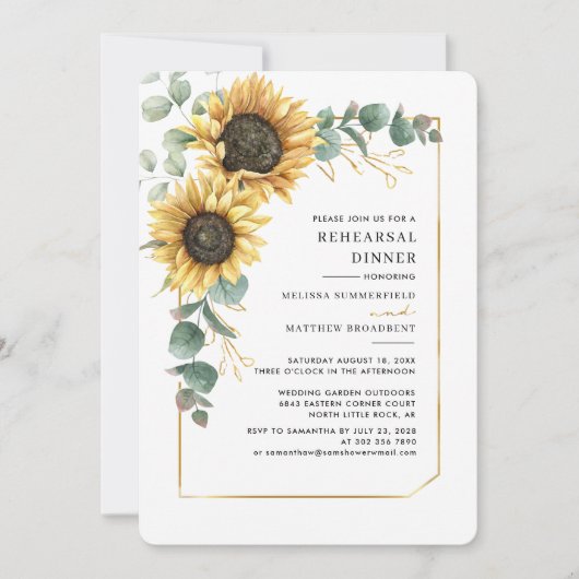 Eukalyptus blühend Probe Abendessen Einladung (Vorderseite)