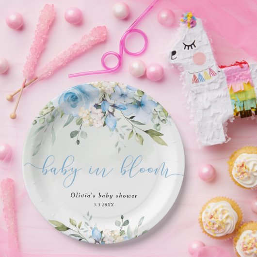 Eukalyptus blühendes Baby in Blütendusche Pappteller (Party)