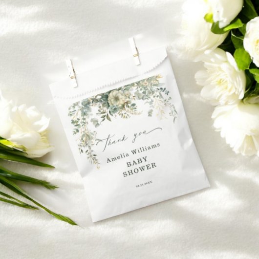 Eukalyptus Blume Watercolor Gold Baby Dusche Geschenktütchen