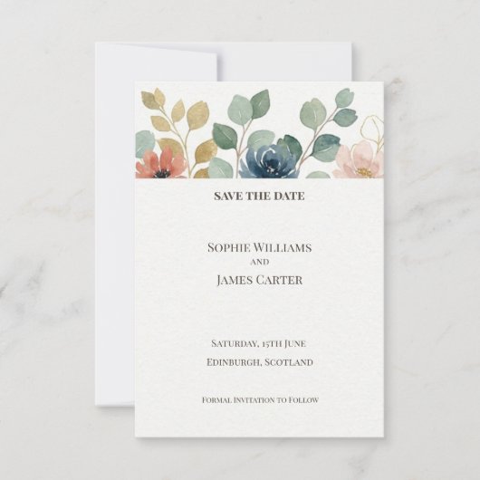 Eukalyptus-Blumen-Save-the-Date-Karte Save The Date (Vorderseite)