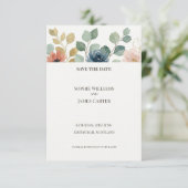 Eukalyptus-Blumen-Save-the-Date-Karte Save The Date (Stehend Vorderseite)