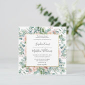 Eukalyptus blush Dusty Pink Floral Wedding Einladung (Stehend Vorderseite)
