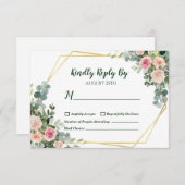 Eukalyptus Blush Pink Gold Geometric Wedding RSVP Karte (Vorne/Hinten)