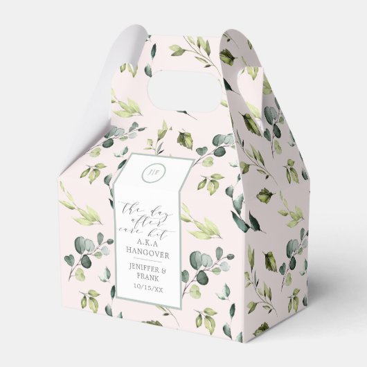 Eukalyptus Blush Pink Hangover Kit Wedding Party Geschenkschachtel (Vorderseite)